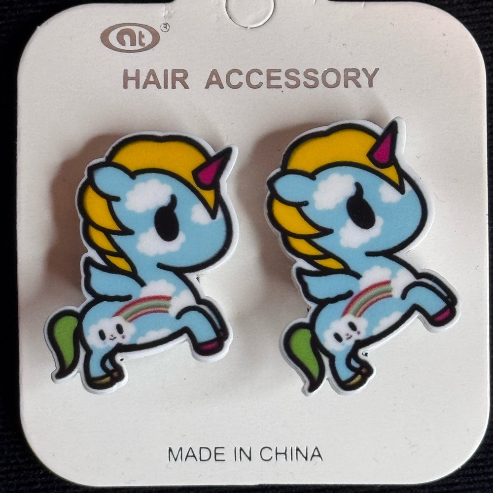 Set of 2 Unicorn Hair Clips Yellow